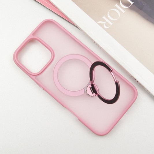 TPU+PC чехол Metal Buttons with MagSafe Colorful HQ Ring для Apple iPhone 16 Pro (6.3") Pink - изображение 2