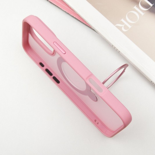 TPU+PC чехол Metal Buttons with MagSafe Colorful HQ Ring для Apple iPhone 16 Pro (6.3") Pink - изображение 3