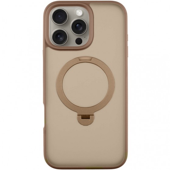 TPU+PC чехол Metal Buttons with MagSafe Colorful HQ Ring для Apple iPhone 16 Pro (6.3") Rose Gold