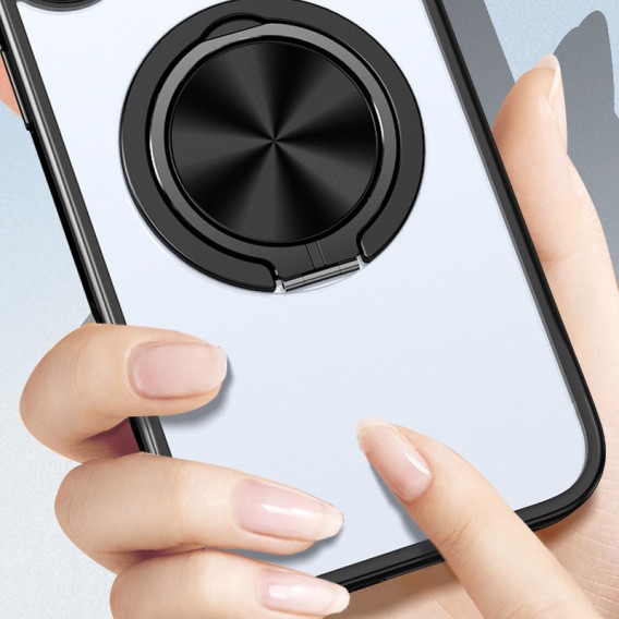 TPU+PC чехол Metal Ring with MagSafe для Apple iPhone 12 Pro / 12 (6.1"), Черный