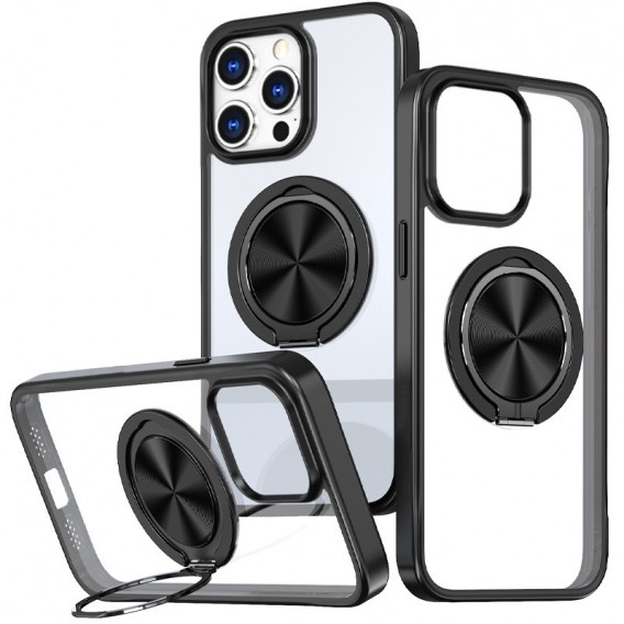 TPU+PC чохол Metal Ring with MagSafe для Apple iPhone 13 Pro (6.1"), Чорний