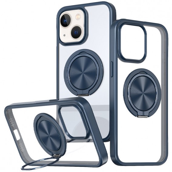 TPU+PC чохол Metal Ring with MagSafe для Apple iPhone 14 / 13 (6.1"), Синій