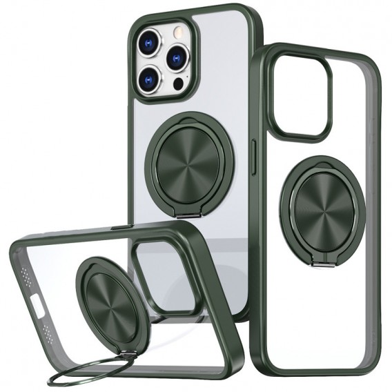 TPU+PC чохол Metal Ring with MagSafe для Apple iPhone 14 Pro (6.1"), Зелений