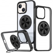 TPU+PC чохол Metal Ring with MagSafe для Apple iPhone 15 (6.1") Чорний