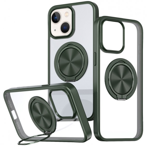 TPU+PC чохол Metal Ring with MagSafe для Apple iPhone 15 (6.1"), Зелений