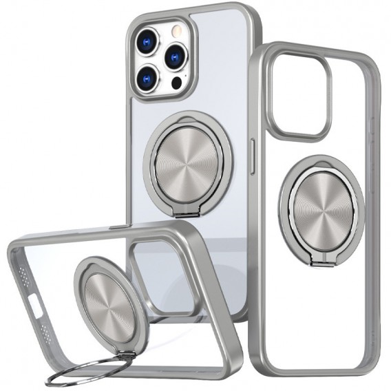 TPU+PC чохол Metal Ring with MagSafe для Apple iPhone 15 Pro Max (6.7"), Сірий
