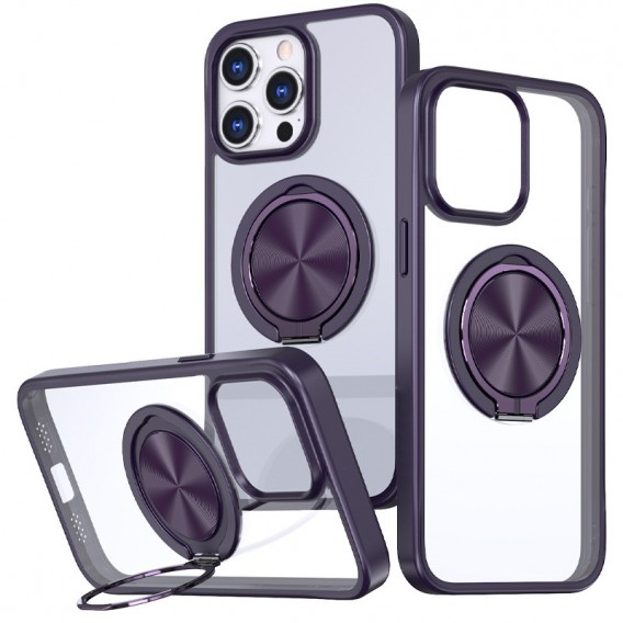 TPU+PC чохол Metal Ring with MagSafe для Apple iPhone 15 Pro Max (6.7"), Темно-фіолетовий