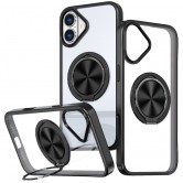TPU+PC чехол Metal Ring with MagSafe для Apple iPhone 16 (6.1 дюйма) Черный
