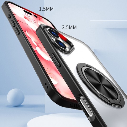 TPU+PC чехол Metal Ring with MagSafe для Apple iPhone 16 (6.1") Черный - изображение 2