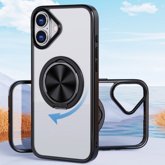 TPU+PC чехол Metal Ring with MagSafe для Apple iPhone 16 (6.1") Черный - изображение 3