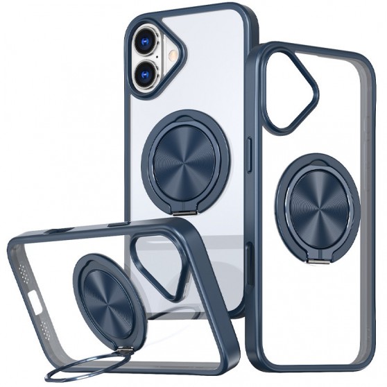 TPU+PC чохол Metal Ring with MagSafe для Apple iPhone 16 (6.1") Синій