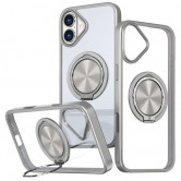 TPU+PC чехол Metal Ring with MagSafe для Apple iPhone 16 (6.1 дюйма) Серый