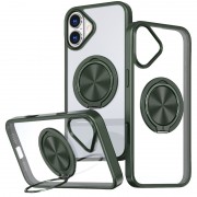 TPU+PC чехол Metal Ring with MagSafe для Apple iPhone 16 (6.1") Зеленый