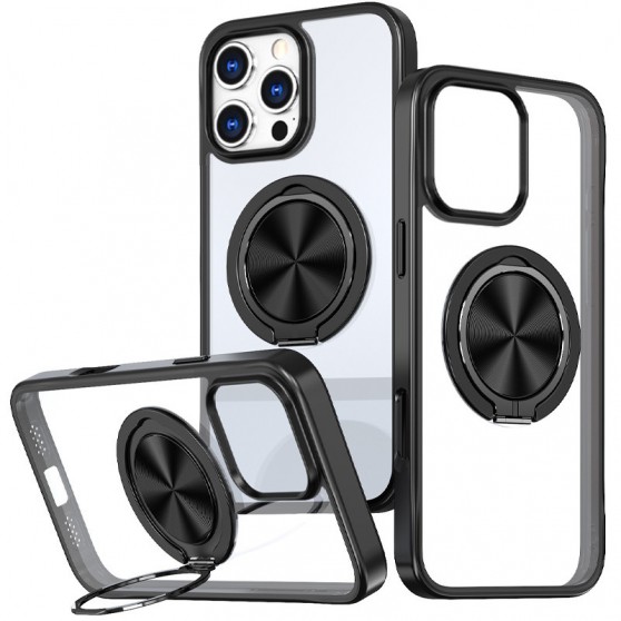 TPU+PC чехол Metal Ring with MagSafe для Apple iPhone 16 Pro (6.3") Черный