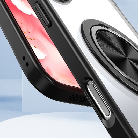 TPU+PC чехол Metal Ring with MagSafe для Apple iPhone 16 Pro (6.3") Черный - изображение 1
