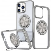TPU+PC чохол Metal Ring with MagSafe для Apple iPhone 16 Pro (6.3") Сірий