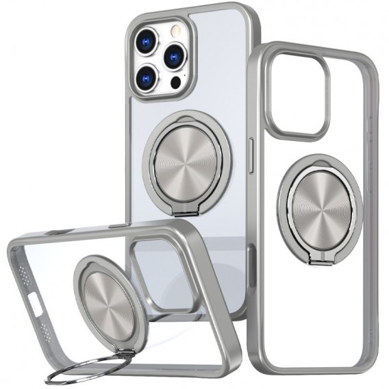 TPU+PC чехол Metal Ring with MagSafe для Apple iPhone 16 Pro (6.3"), Серый