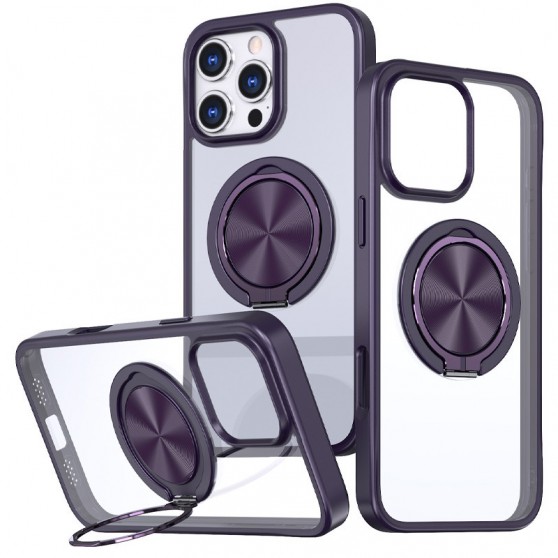 TPU+PC чехол Metal Ring with MagSafe для Apple iPhone 16 Pro (6.3") Темно-фиолетовый