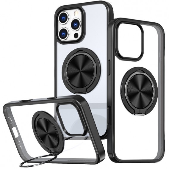 TPU+PC чехол Metal Ring with MagSafe для Apple iPhone 16 Pro Max (6.9"), Черный