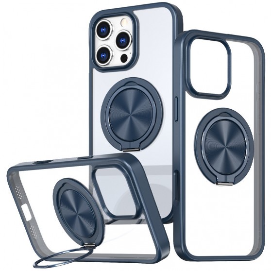 TPU+PC чехол Metal Ring with MagSafe для Apple iPhone 16 Pro Max (6.9") Синий