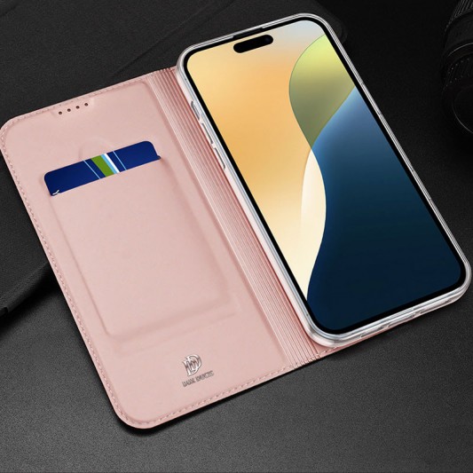 Чехол-книжка Dux Ducis с карманом для визиток для Apple iPhone 16 (6.1") Rose Gold - изображение 5