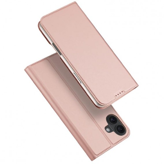Чохол-книжка Dux Ducis з кишенею для візиток для Apple iPhone 16 (6.1"), Rose Gold