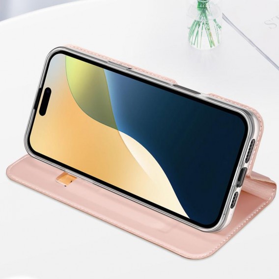 Чохол-книжка Dux Ducis з кишенею для візиток для Apple iPhone 16 (6.1"), Rose Gold