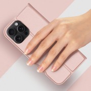 Чохол-книжка Dux Ducis з кишенею для візиток для Apple iPhone 16 Pro (6.3"), Rose Gold