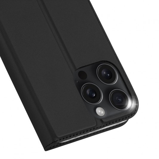 Чехол-книжка Dux Ducis с карманом для визиток для Apple iPhone 16 Pro (6.3") Черный - изображение 1