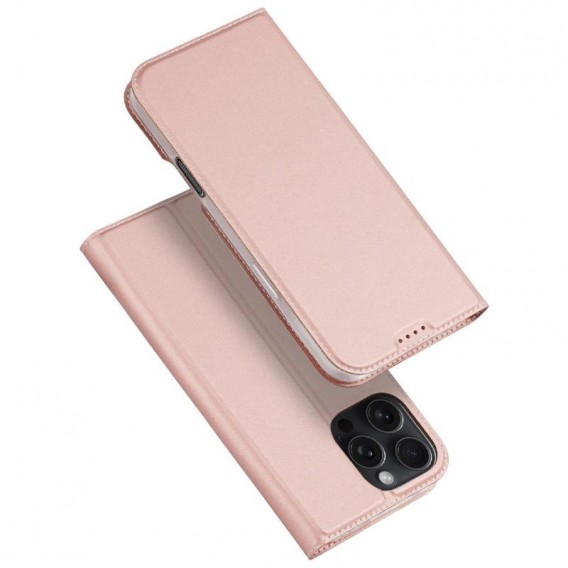 Чохол-книжка Dux Ducis з кишенею для візиток для Apple iPhone 16 Pro Max (6.9"), Rose Gold