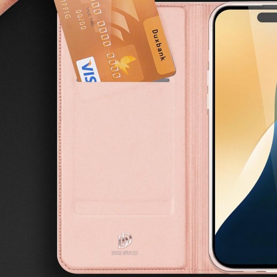Чохол-книжка Dux Ducis з кишенею для візиток для Apple iPhone 16 Pro Max (6.9"), Rose Gold
