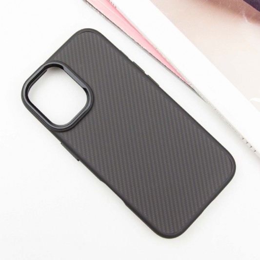 Чехол TPU+PC Carbon with MagSafe для Apple iPhone 16 (6.1") Black - изображение 1