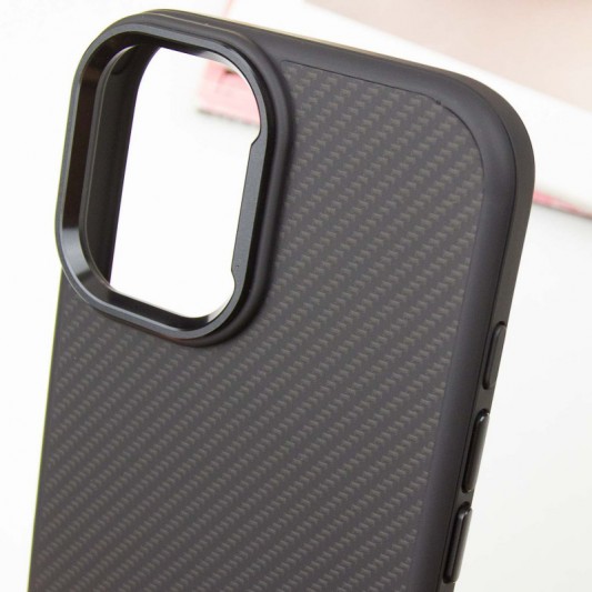 Чехол TPU+PC Carbon with MagSafe для Apple iPhone 16 (6.1") Black - изображение 6