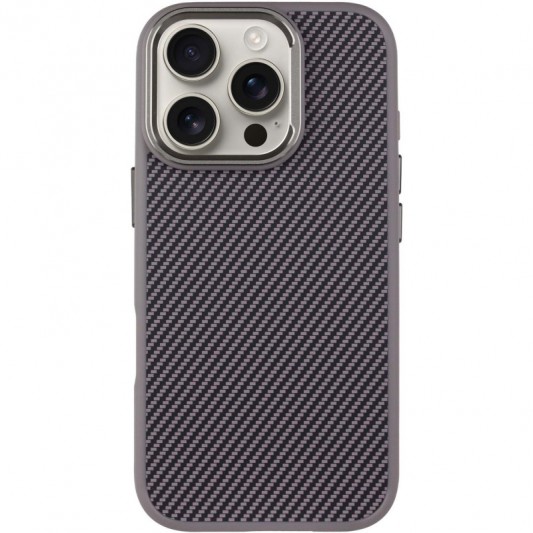 Чехол TPU+PC Carbon with MagSafe для Apple iPhone 16 Pro Max (6.9"), Grey