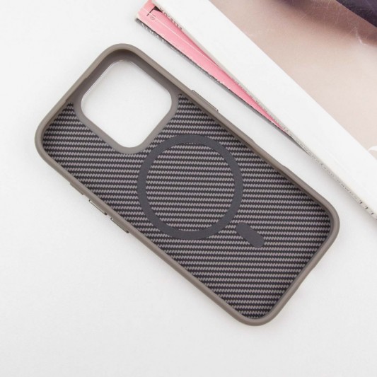 Чехол TPU+PC Carbon with MagSafe для Apple iPhone 16 Pro Max (6.9"), Grey - изображение 2