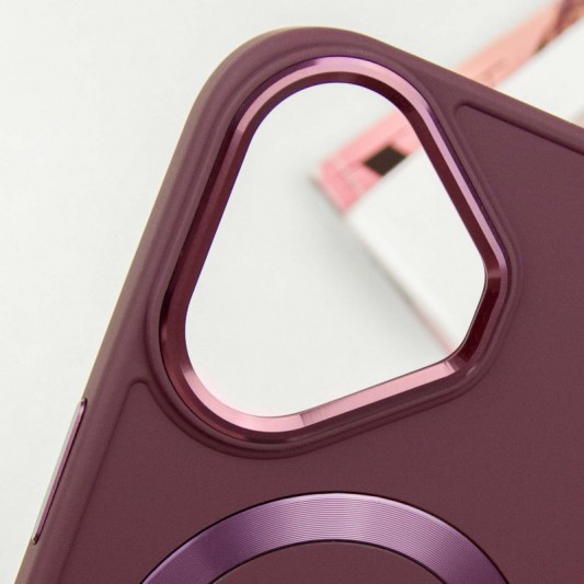 TPU чехол Bonbon Metal Style with MagSafe для Apple iPhone 16 (6.1") Бордовый / Plum - изображение 2