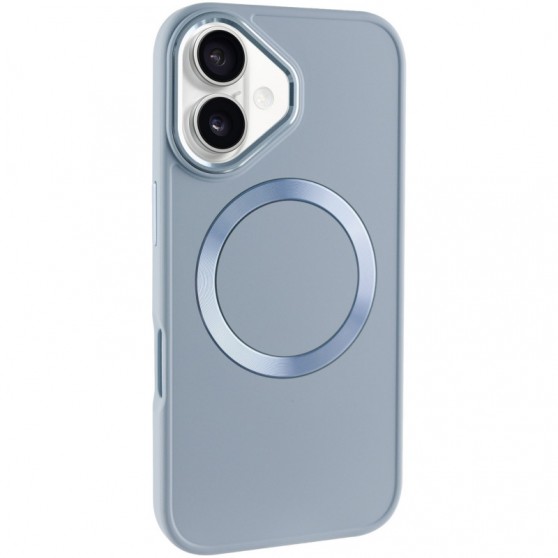 TPU чехол Bonbon Metal Style with MagSafe для Apple iPhone 16 (6.1") Голубой / Mist Blue