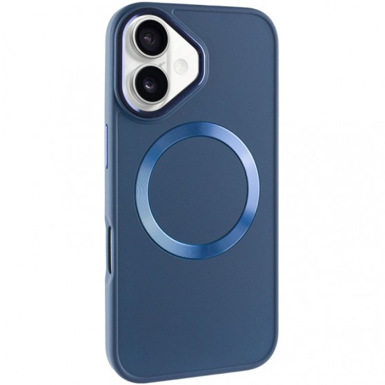 TPU чехол Bonbon Metal Style with MagSafe для Apple iPhone 16 (6.1") Синий / Cosmos Blue