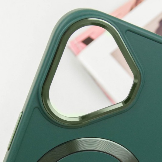 TPU чехол Bonbon Metal Style with MagSafe для Apple iPhone 16 Plus (6.7") Зеленый / Pine green - изображение 2