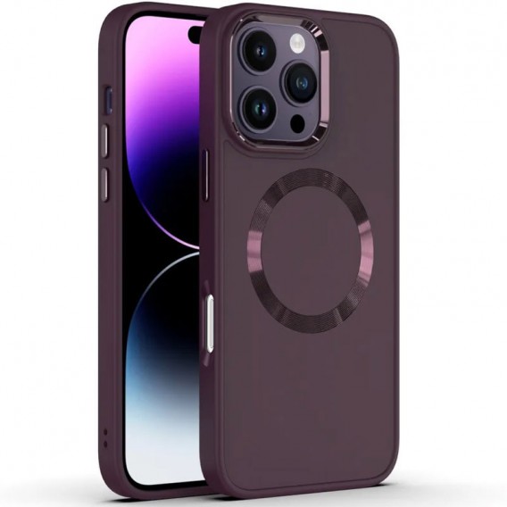 TPU чохол Bonbon Metal Style with MagSafe для Apple iPhone 16 Pro (6.3"), Бордовий / Plum