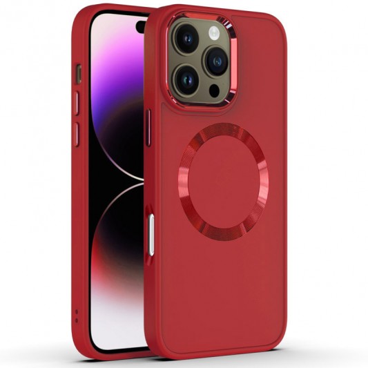 TPU чохол Bonbon Metal Style with MagSafe для Apple iPhone 16 Pro (6.3") Червоний / Red