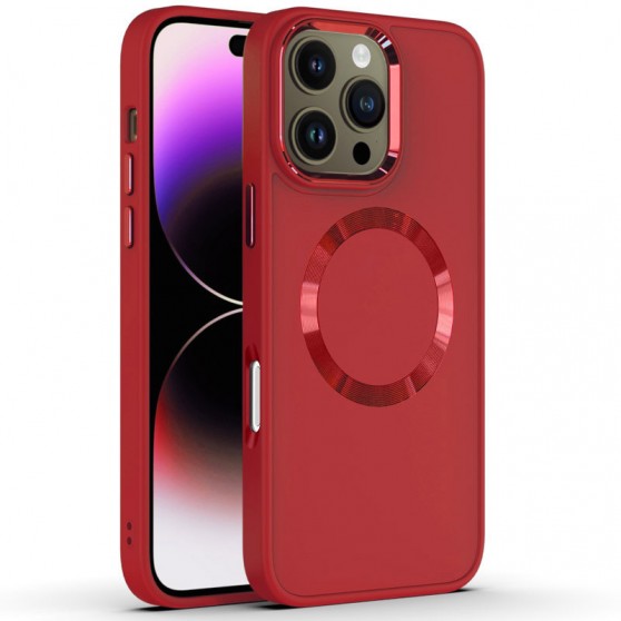 TPU чохол Bonbon Metal Style with MagSafe для Apple iPhone 16 Pro (6.3") Червоний / Red