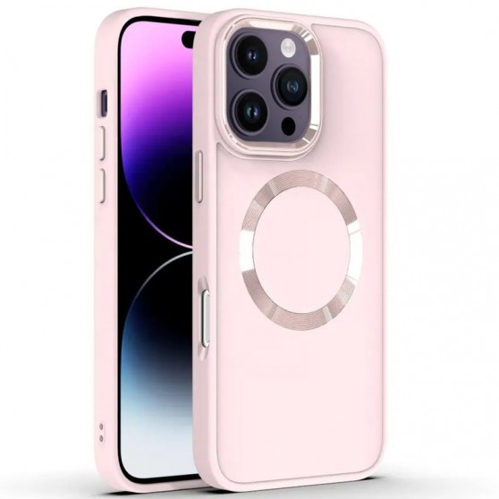 TPU чехол Bonbon Metal Style with MagSafe для Apple iPhone 16 Pro (6.3") Розовый / Light Pink