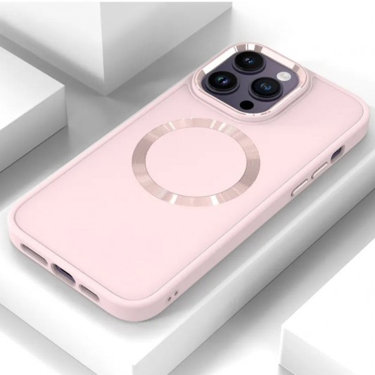 TPU чохол Bonbon Metal Style with MagSafe для Apple iPhone 16 Pro (6.3") Рожевий / Light Pink - зображення 1 