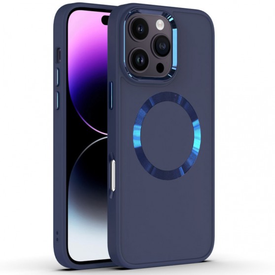 TPU чехол Bonbon Metal Style with MagSafe для Apple iPhone 16 Pro (6.3") Синий / Cosmos Blue