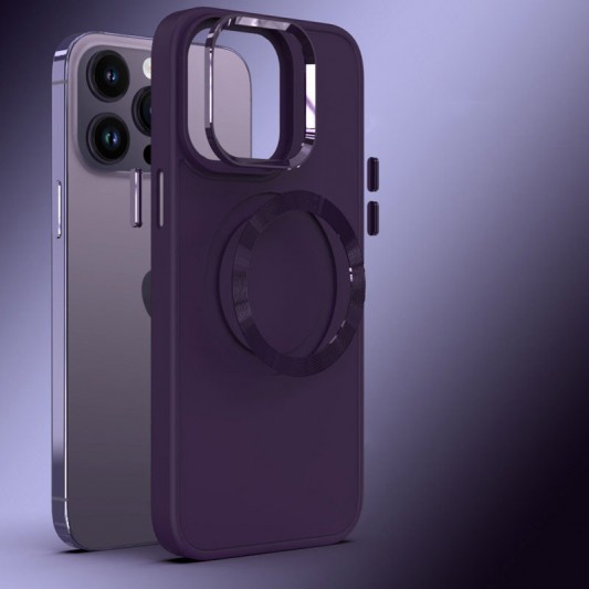 TPU чохол Bonbon Metal Style with MagSafe для Apple iPhone 16 Pro (6.3") Фіолетовий / Dark Purple - зображення 1 