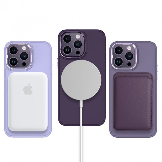 TPU чохол Bonbon Metal Style with MagSafe для Apple iPhone 16 Pro (6.3") Фіолетовий / Dark Purple - зображення 2 