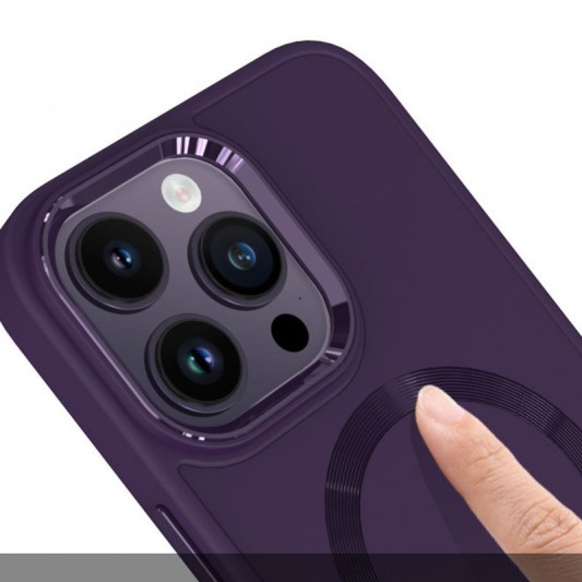 TPU чохол Bonbon Metal Style with MagSafe для Apple iPhone 16 Pro (6.3") Фіолетовий / Dark Purple - зображення 3 