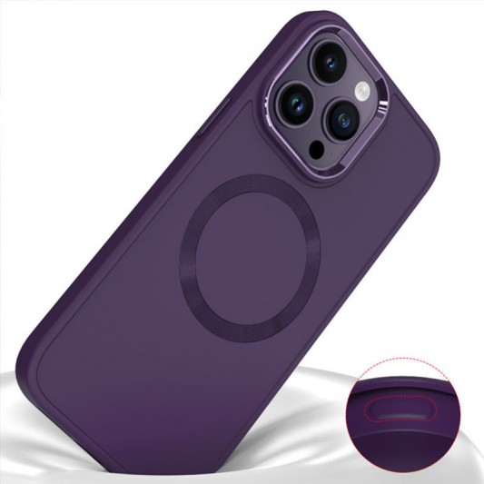 TPU чохол Bonbon Metal Style with MagSafe для Apple iPhone 16 Pro (6.3") Фіолетовий / Dark Purple - зображення 4 