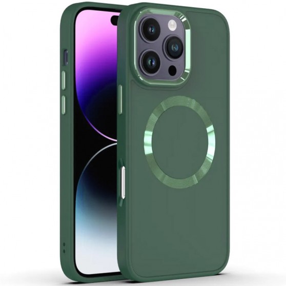 TPU чехол Bonbon Metal Style with MagSafe для Apple iPhone 16 Pro Max (6.9") Зеленый / Pine green